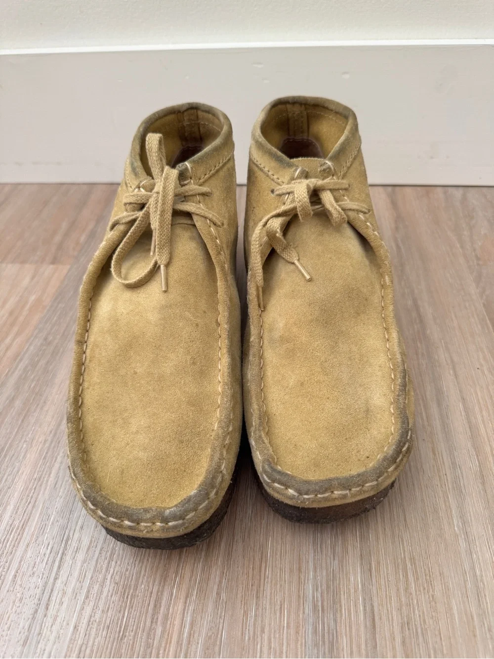 Clarks Originals Wallabee Boots Men’s 12M Tan Suede Crepe Sole Vintage 2014